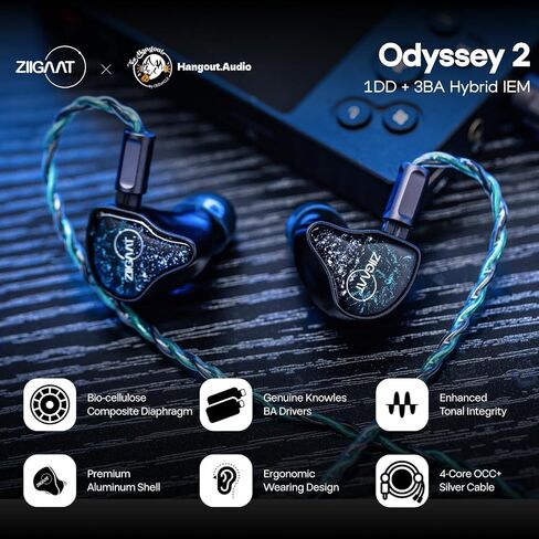 Linsoul Ziigaat X Hangout. الصوت: Odyssey 2 in Ear Monitor ، 1DD + 3BA Hybrid IEM ، Hifi Wired Earbuds ، محايدة مع ضبط الباص الفرعي ، مع قذيفة الألومنيوم وكابلات OFC للمهندسين الصوتيين الموسيقيين in Saudi Arabia