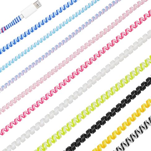 Bewudy10Pcs Spiral Cable Protector, Spiral Cord Protector Multicolored Cord Protective Cable Sleeves Phone Charge Cables from Pets No Chew Data Cables Protective in Saudi Arabia