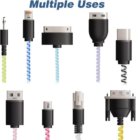 Bewudy10Pcs Spiral Cable Protector, Spiral Cord Protector Multicolored Cord Protective Cable Sleeves Phone Charge Cables from Pets No Chew Data Cables Protective in Saudi Arabia