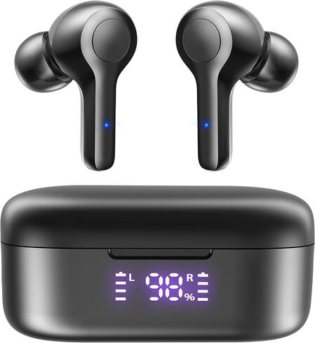 Mozoter Bluetooth 5.3 سماعات الأذن اللاسلكية ، صوتية صاخبة صاخبة ، إلغاء ضوضاء مكالمة صوتية واضحة مع 4 ميكروفونات في الأذن مع حالة الشحن اللاسلكية متوافقة مع iPhone Android ، التمرين in Kuwait