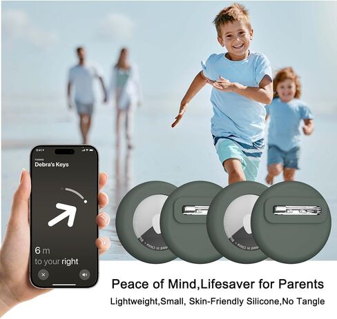 4 Pack Apple AirTag Holder for Kids Hidden Case, Silicone Waterproof Air Tag Holder with Invisible Pin, Anti-Lost, for Children, Elderly, Pets, Luggage & Clothing (Black+Dark Green+Violet+Rose Red) in Saudi Arabia