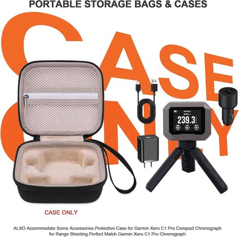 Carrying Case for Garmin Xero C1 Pro Chronograph Ballistic Range Shooting, Custom-Insert Storage Holder with Mesh Pocket for USB Cable, Charging Adapter (Orange) in Saudi Arabia