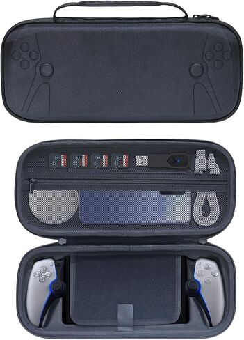 Carrying Case for PS5 & Playstation Portal, PS5 Remote Player holds accessories, Travel and Storage Protection for Headphones, Chargers and Easy Clean Case,Black Patterned in Kuwait