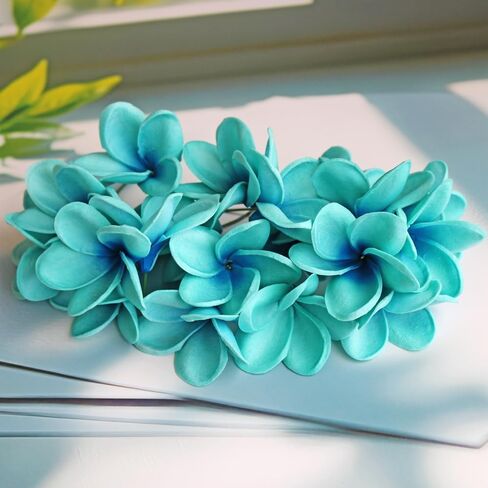 10 قطع من Xilyya ذات ملمس حقيقي طبيعي ورأس زهور بلوميريا صناعية وليست حريرية مع جذع لتزيين الكعك بنفسك وباقات الزفاف (مشمش) in Kuwait