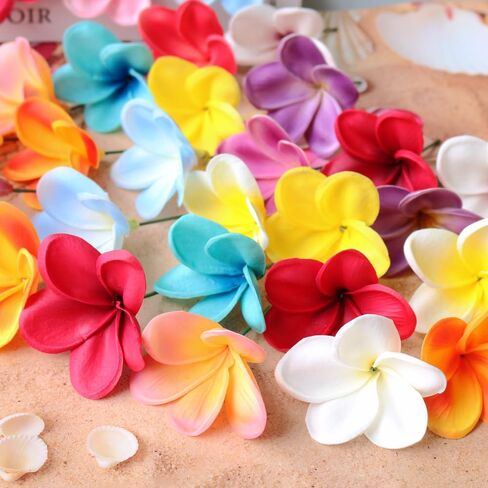 10 قطع من Xilyya ذات ملمس حقيقي طبيعي ورأس زهور بلوميريا صناعية وليست حريرية مع جذع لتزيين الكعك بنفسك وباقات الزفاف (مشمش) in Kuwait