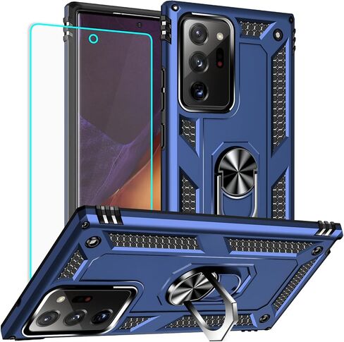 for Samsung Galaxy Note 20 Ultra Case: with Screen Protector - Military Grade Protective Cases with Finger Ring Holder Kickstand for Galaxy Note 20 Ultra(Blue) in Saudi Arabia