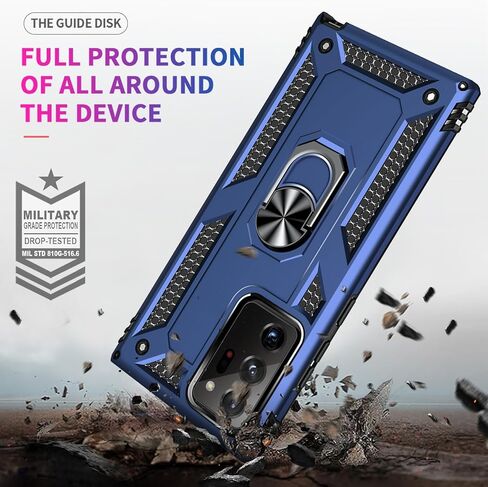 for Samsung Galaxy Note 20 Ultra Case: with Screen Protector - Military Grade Protective Cases with Finger Ring Holder Kickstand for Galaxy Note 20 Ultra(Blue) in Saudi Arabia