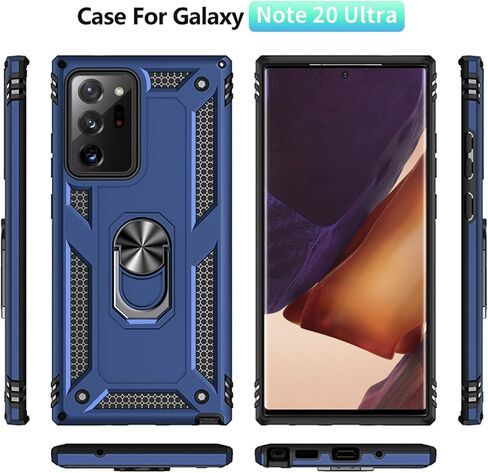 for Samsung Galaxy Note 20 Ultra Case: with Screen Protector - Military Grade Protective Cases with Finger Ring Holder Kickstand for Galaxy Note 20 Ultra(Blue) in Saudi Arabia
