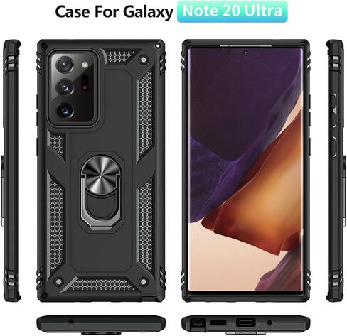 for Samsung Galaxy Note 20 Ultra Case: with Screen Protector - Military Grade Protective Cases with Finger Ring Holder Kickstand for Galaxy Note 20 Ultra(Blue) in Saudi Arabia
