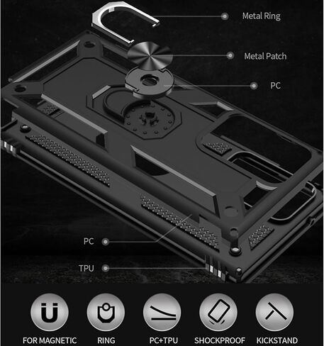 for Samsung Galaxy Note 20 Ultra Case: with Screen Protector - Military Grade Protective Cases with Finger Ring Holder Kickstand for Galaxy Note 20 Ultra(Blue) in Saudi Arabia