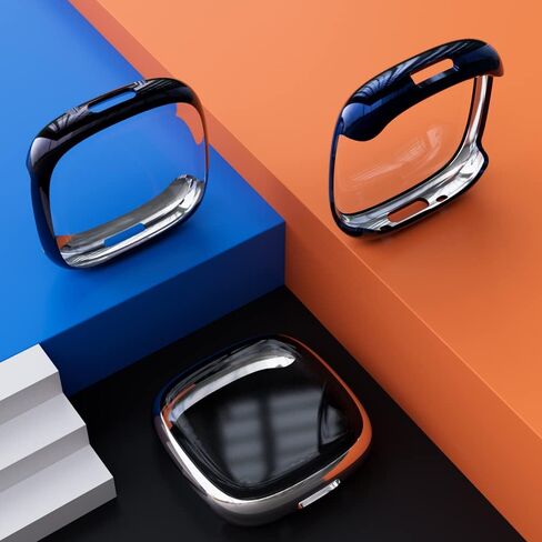 واقي شاشة TPU الناعم متوافق مع Fitbit Versa 4 Smartwatch ، تغطية كاملة مقاومة لللمس مقاومة للخدش في Fitbit Versa 4 ، Silver Watch in Kuwait
