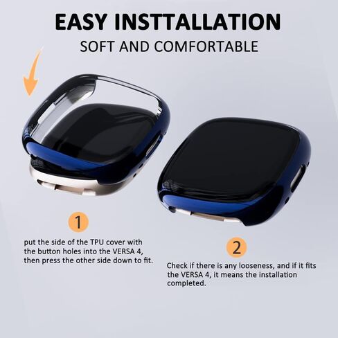 واقي شاشة TPU الناعم متوافق مع Fitbit Versa 4 Smartwatch ، تغطية كاملة مقاومة لللمس مقاومة للخدش في Fitbit Versa 4 ، Silver Watch in Kuwait