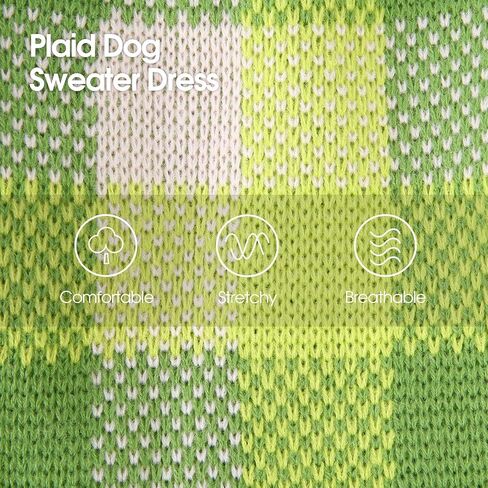 Dog Sweater Dress Plaid Knitwear for Medium Dogs Girl Christmas Clothes in Saudi Arabia
