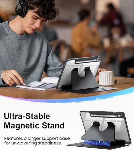Fintie Vertical Stand Case لـ Samsung Galaxy Tab S10 Lite/ S10 Fe/ S9 Fe 5g 10g/ tab S9 11 بوصة ، غطاء واضح متعدد الزوايا مع حامل قلم S ، مستقر فائق المغناطيسي ، أسود in Saudi Arabia