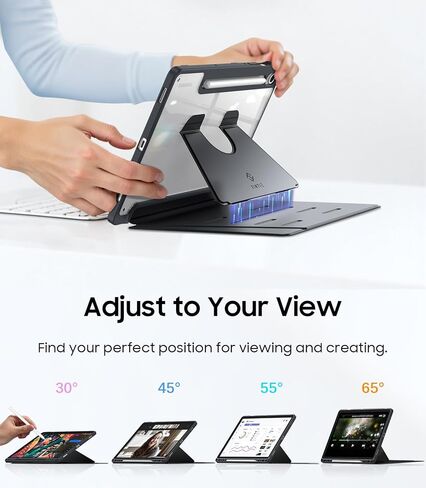 Fintie Vertical Stand Case لـ Samsung Galaxy Tab S10 Lite/ S10 Fe/ S9 Fe 5g 10g/ tab S9 11 بوصة ، غطاء واضح متعدد الزوايا مع حامل قلم S ، مستقر فائق المغناطيسي ، أسود in Saudi Arabia