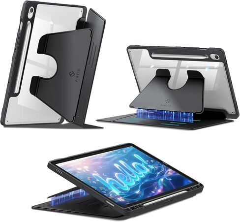 Fintie Vertical Stand Case لـ Samsung Galaxy Tab S10 Lite/ S10 Fe/ S9 Fe 5g 10g/ tab S9 11 بوصة ، غطاء واضح متعدد الزوايا مع حامل قلم S ، مستقر فائق المغناطيسي ، أسود in Saudi Arabia