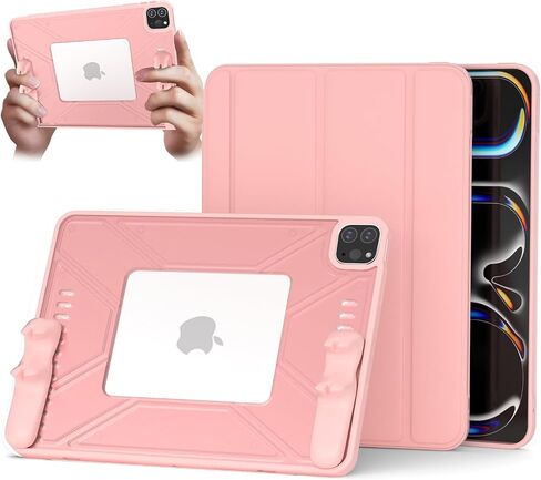 Case for iPad Pro 11-inch 2020/2021/ 2022, Premium Multi-Angle Tablet Case, Quick Release Detachable Handle, Pencil Holder, Support Auto Sleep/Wake, 35°/75° Foldable, Hollowed-Out Design (Black) in Kuwait