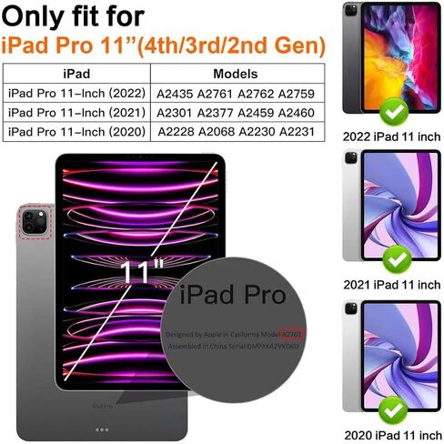 حالة iPad Pro 11 بوصة 2020/2021/2022 ، حالة قرص متعددة الزاوية ، مقبض سريع للفرار ، حامل قلم رصاص ، دعم نوم/استيقظ ، 35 درجة/75 درجة قابلة للطي ، تصميم مجوف (أسود) in Kuwait