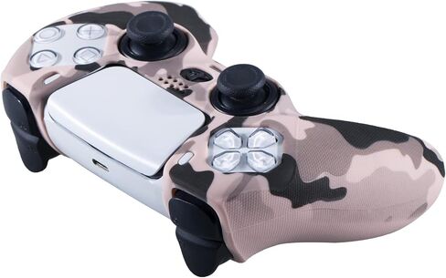 Grip Texture Silicone Skin for PS5 Controller x 2(Print White+Champagne Gold) with Pro Thumb Grips x 8 in Saudi Arabia