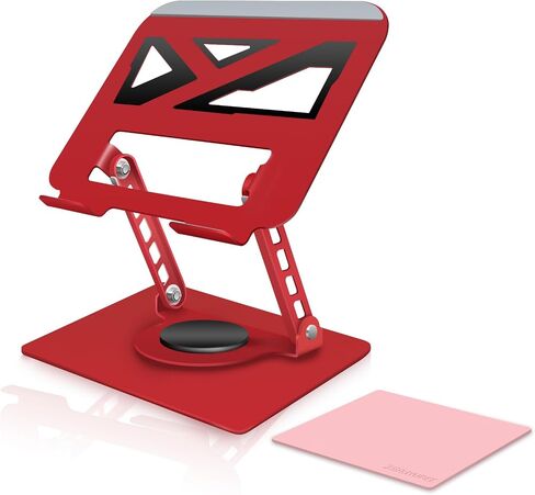 Swivel Laptop Stand-360° Rotating,Ergonomic Adjustable Metal Design,Fits10-16 Laptops,Ideal for Desk Office & Travel,Foldable & Portable,Mechanical Style,Perfect for Women (Red) in Saudi Arabia