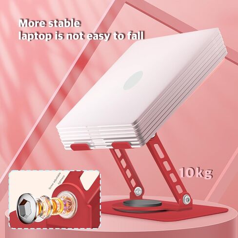 Swivel Laptop Stand-360° Rotating,Ergonomic Adjustable Metal Design,Fits10-16 Laptops,Ideal for Desk Office & Travel,Foldable & Portable,Mechanical Style,Perfect for Women (Red) in Saudi Arabia