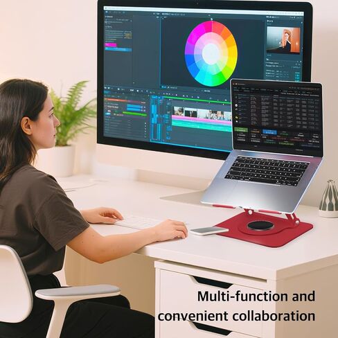Swivel Laptop Stand-360° Rotating,Ergonomic Adjustable Metal Design,Fits10-16 Laptops,Ideal for Desk Office & Travel,Foldable & Portable,Mechanical Style,Perfect for Women (Red) in Saudi Arabia