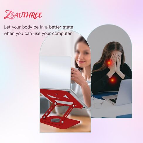 Swivel Laptop Stand-360° Rotating,Ergonomic Adjustable Metal Design,Fits10-16 Laptops,Ideal for Desk Office & Travel,Foldable & Portable,Mechanical Style,Perfect for Women (Red) in Saudi Arabia
