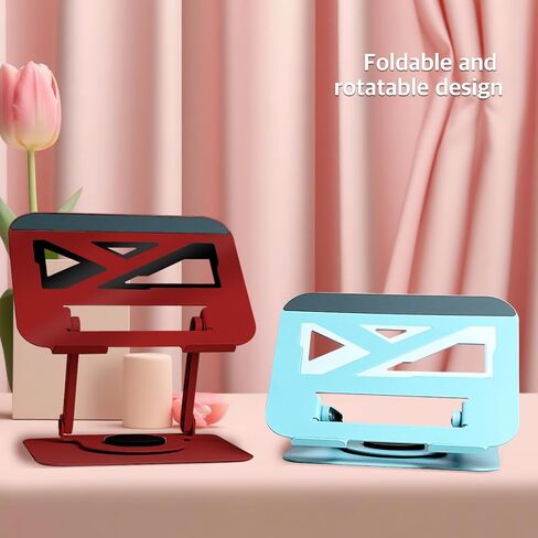 Swivel Laptop Stand-360° Rotating,Ergonomic Adjustable Metal Design,Fits10-16 Laptops,Ideal for Desk Office & Travel,Foldable & Portable,Mechanical Style,Perfect for Women (Red) in Saudi Arabia
