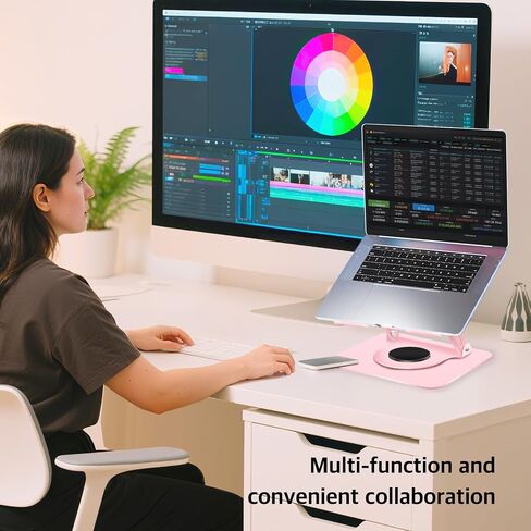 Swivel Laptop Stand-360° Rotating,Ergonomic Adjustable Metal Design,Fits10-16 Laptops,Ideal for Desk Office & Travel,Foldable & Portable,Mechanical Style,Perfect for Women (Red) in Saudi Arabia