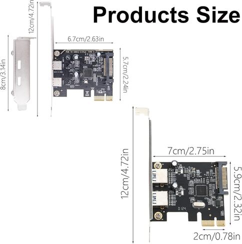 2Port PCIE interfaces Adapter Card Quick 5GBPs نقل البيانات تسهيل التثبيت لكتاب سطح المكتب مناسبًا على نطاق واسع التثبيت السهل التثبيت in Kuwait