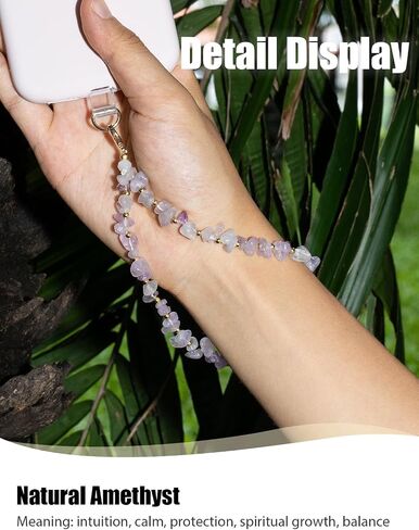 Handmade Natural Gemstone Gold Beaded Charm Cell Phone Camera Lanyard, Wrist Strap, Pearl Phone Chain String with Tether Tab, Keychain Decor for Wallet (Amazonite) in Kuwait