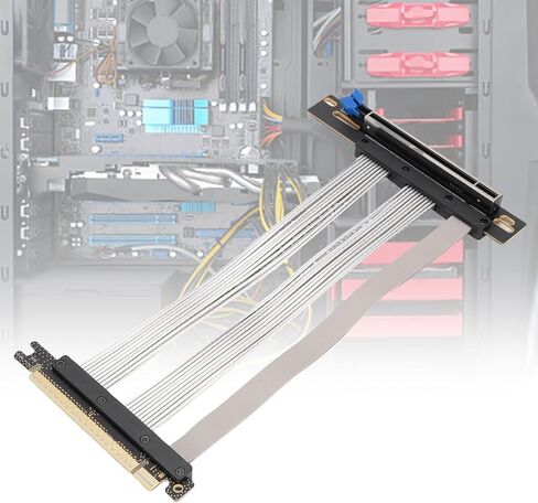 BEWINNER PCIE 5.0 Extender Riser Cable ، لـ RTX4090 5090 ، مع RX8900 RX7900XTX ، معدل نقل البيانات 128 جيجابايت ، وتصميم مضاد لـ EMI ، ومرن وقابل للطي (15 سم) in Saudi Arabia