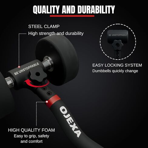 OJEXA Dumbbell Converter to Barbell Set - Adjustable weights & Up to 200 lb Capacity Weight Barbell - Steel Clamp - Barbell Dumbbells Converter for Home Gym - Weight Lifting for full Body Workouts in Saudi Arabia
