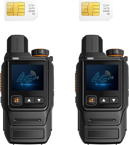 2 Units Global Walkie Talkies مجموعة غير محدودة على الصعيد الوطني PTT 4G LTE POC راديو بطارية طويلة - 5000 مللي أمبير في الساعة بطاقات SIM مع بطاقات SIM in Kuwait