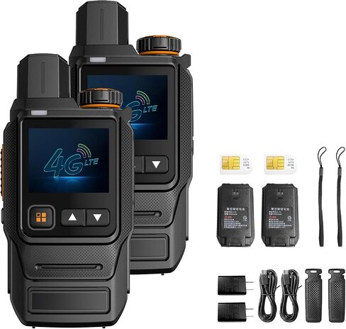 2 Units Global Walkie Talkies مجموعة غير محدودة على الصعيد الوطني PTT 4G LTE POC راديو بطارية طويلة - 5000 مللي أمبير في الساعة بطاقات SIM مع بطاقات SIM in Kuwait