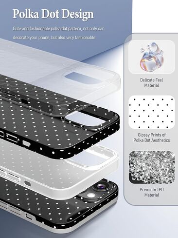 متوافق مع حالة iPhone 13 & iPhone 14 ، مع تصميم جماليات Polka Dot Design For Women Girl ، حالة هاتف TPU Slim Protect اللطيفة لـ iPhone 14/13 6.1 ' - White in Kuwait
