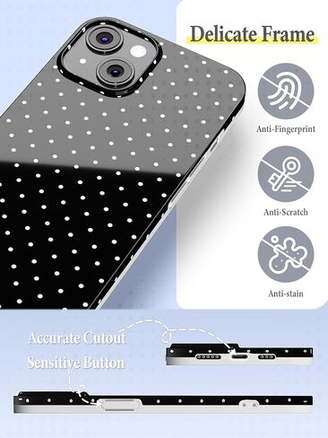 متوافق مع حالة iPhone 13 & iPhone 14 ، مع تصميم جماليات Polka Dot Design For Women Girl ، حالة هاتف TPU Slim Protect اللطيفة لـ iPhone 14/13 6.1 ' - White in Kuwait