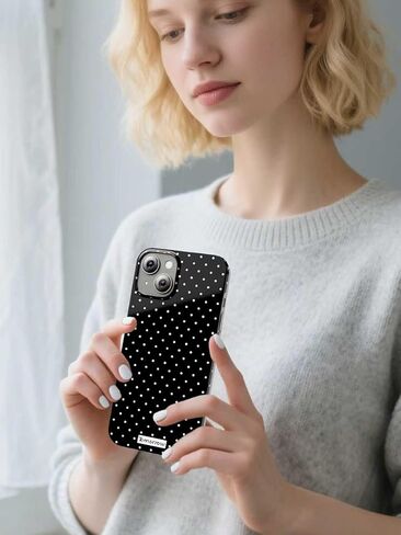 متوافق مع حالة iPhone 13 & iPhone 14 ، مع تصميم جماليات Polka Dot Design For Women Girl ، حالة هاتف TPU Slim Protect اللطيفة لـ iPhone 14/13 6.1 ' - White in Kuwait