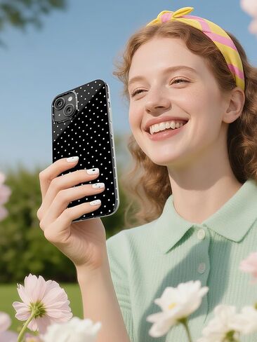متوافق مع حالة iPhone 13 & iPhone 14 ، مع تصميم جماليات Polka Dot Design For Women Girl ، حالة هاتف TPU Slim Protect اللطيفة لـ iPhone 14/13 6.1 ' - White in Kuwait