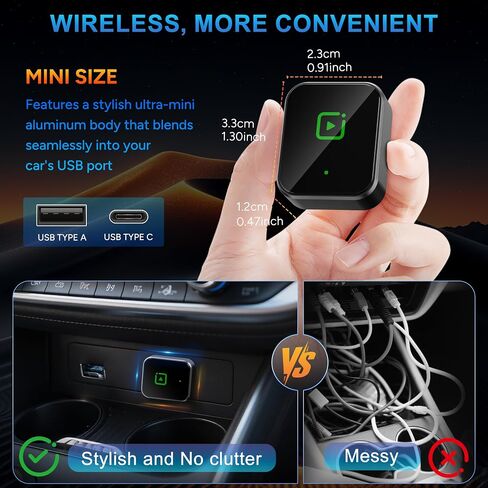 Wireless CarPlay Adapter for iPhone, 2025 Upgraded Converts Wired to Wireless Car Play Dongle, Plug & Play, Auto Connect, Mini Size, Zero Latency, Compatible with Vehicles 2016+& iPhone iOS 10+(Grey) in Saudi Arabia