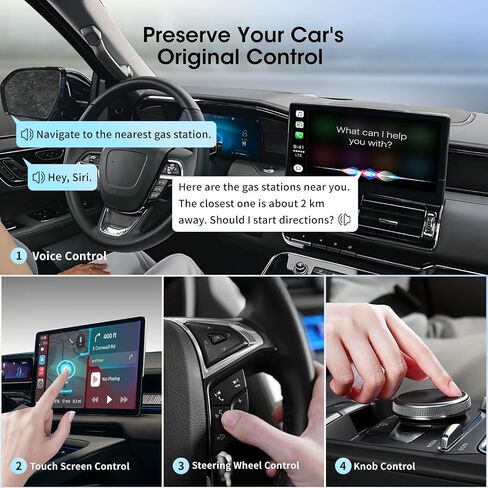 Wireless Carplay Adapter for iPhone, Convert Wired to Apple Carplay Wireless Adapter, Mini Size, Plug and Play, Connection Stable No Delay Car Play for Honda Special Models in Kuwait