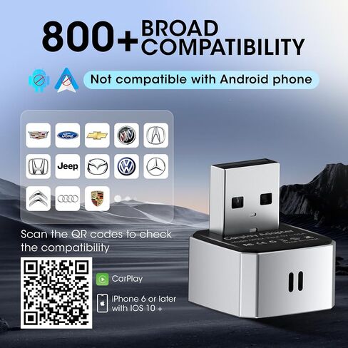 Wireless Carplay Adapter for iPhone, Convert Wired to Apple Carplay Wireless Adapter, Mini Size, Plug and Play, Connection Stable No Delay Car Play for Honda Special Models in Kuwait