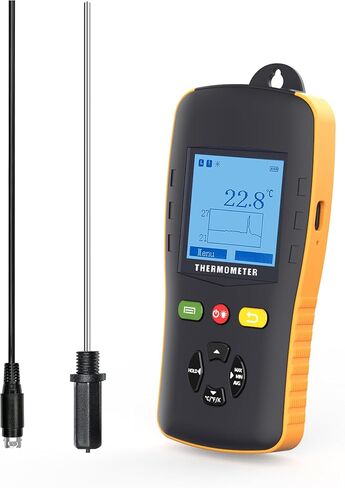 مسجل بيانات ميزان الحرارة الرقمي المزدوج Tzone مع مستشعر درجة الحرارة PT100، مسجل درجة حرارة USB محمول مع تقرير تلقائي، إنذار صوتي، معايرة لفرن الفريزر الطبخ in Kuwait