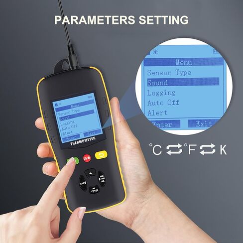 مسجل بيانات ميزان الحرارة الرقمي المزدوج Tzone مع مستشعر درجة الحرارة PT100، مسجل درجة حرارة USB محمول مع تقرير تلقائي، إنذار صوتي، معايرة لفرن الفريزر الطبخ in Kuwait