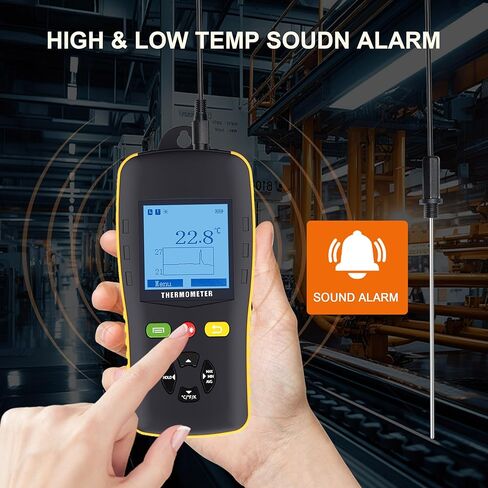 مسجل بيانات ميزان الحرارة الرقمي المزدوج Tzone مع مستشعر درجة الحرارة PT100، مسجل درجة حرارة USB محمول مع تقرير تلقائي، إنذار صوتي، معايرة لفرن الفريزر الطبخ in Kuwait