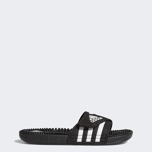 صندل Adissage Slides للسيدات من adidas، أسود/أسود/أبيض جري، 4 in Kuwait