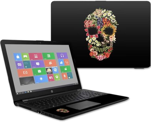 MightySkins Skin Compatible with HP 15t Laptop 15.6" (2017) - Floral Skull | Protective, Durable, and Unique Vinyl Decal wrap Cover | Easy to Apply, Remove, and Change Styles | Made in The USA in Saudi Arabia
