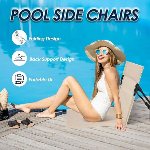 Gugxiom 2 Pcs Foldable Pool Chairs, Portable Outdoor Chair for Poolside, Beach Chairs for Beach Poolside Camping Picnic Lawn Accessories (White) in Saudi Arabia