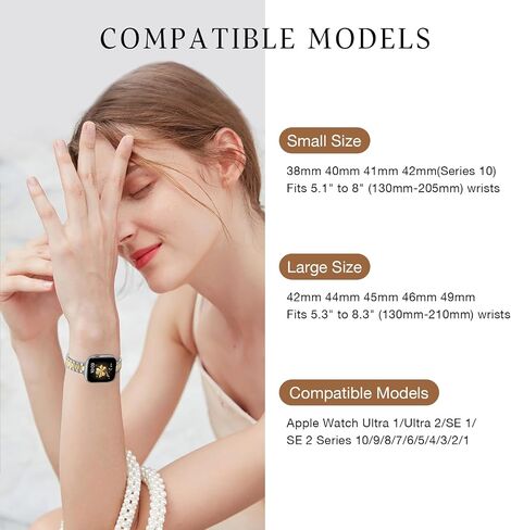 WFEAGL Slim Metal Watch Band Compatible with Apple Watch 38mm 40mm 41mm 42mm(Series 10), Dressy Stainless Steel Strap for Women iWatch Bands Series10/9/8/7/6/5/4/3/2/1/SE (Silver+Gold) in Kuwait