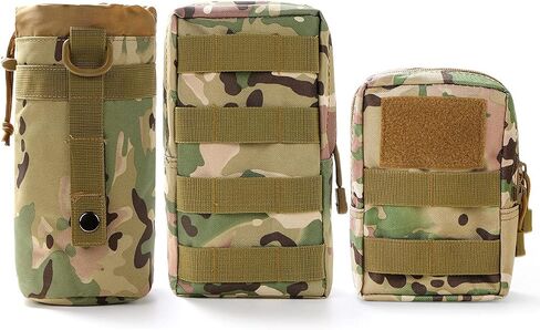 Gogoku 3 Pack Molle Pouch Combo Water Bottle Pouch Holder Tactical Molle Pouches Compact Utility Waist Bag Pack in Saudi Arabia
